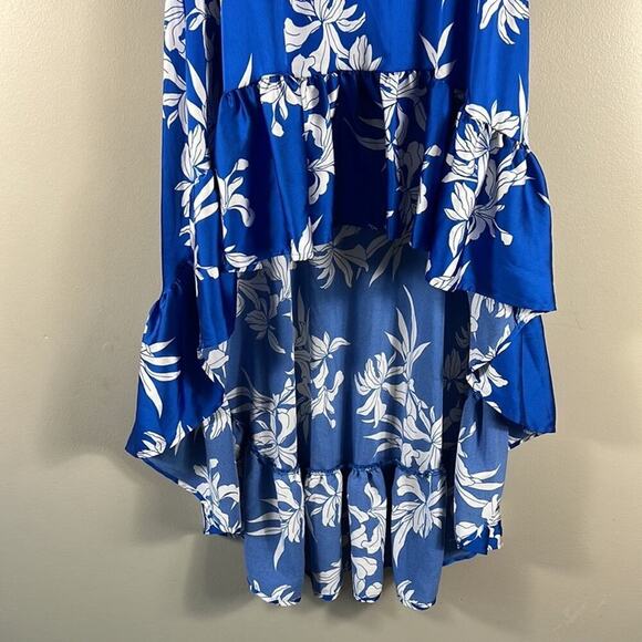 Alexis for Target Blue Satin Floral High Low Dress - Picture 5 of 8